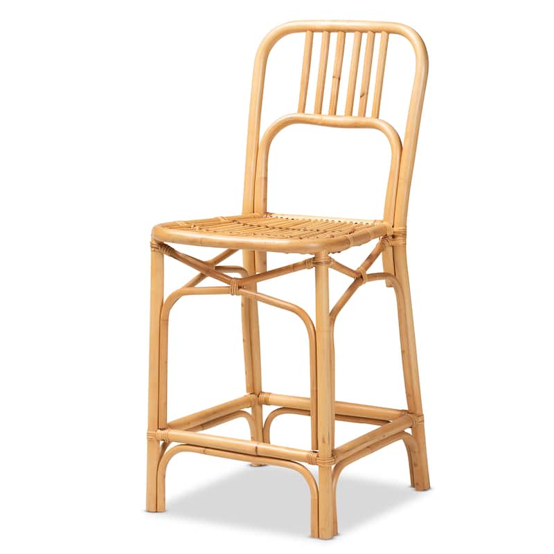 Ivora Modern Bohemian Natural Brown Rattan Counter Stool - Natural Brown