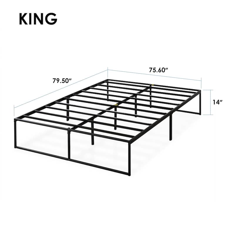 14 Inch Metal Platform Bed Frame with Steel Slats