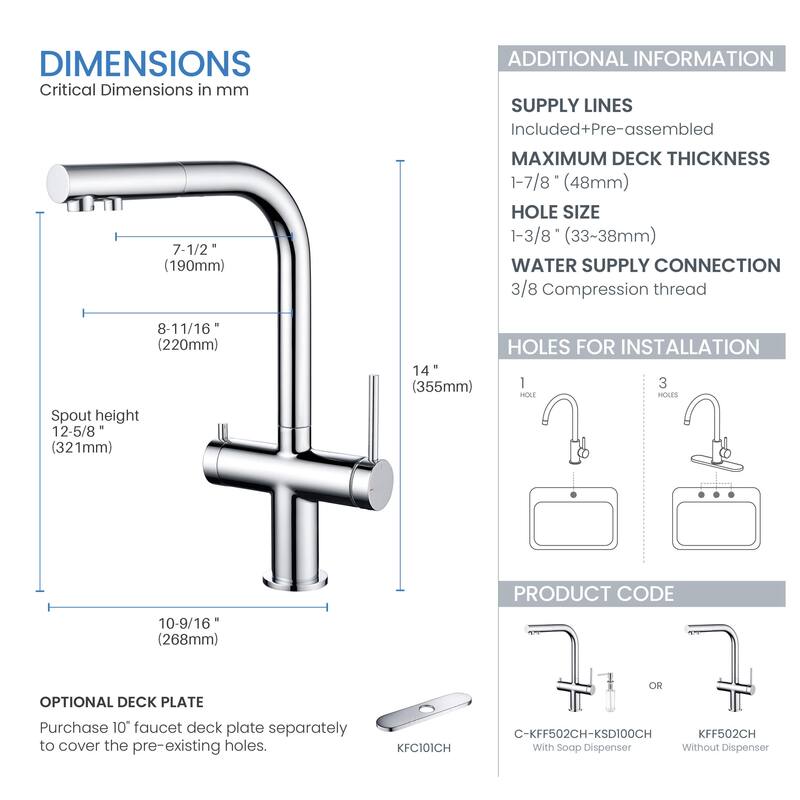 Circular 2-in-1 Water Filter Kitchen Pull Out Faucet
