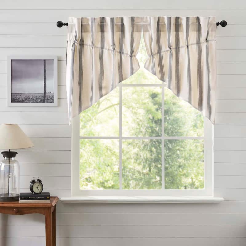 Grace Grain Sack Stripe Prairie Swag Set of 2 36x36x18 - White