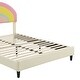preview thumbnail 10 of 15, Full Size Mattress Foundation Rainbow Bed Wood Slat Support Kids Platform Bed Frame with Adjustable Headboard - Beige