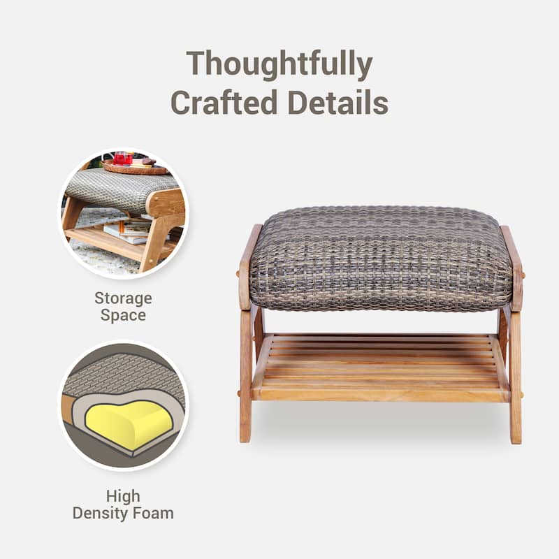 Cambridge Casual Auburn Upholstered Teak Outdoor Ottoman