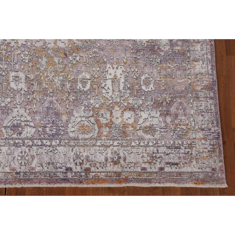 Purple Art & Craft Turkish Area Rug Machine Made Floral Carpet - 5'0" x 8'0"