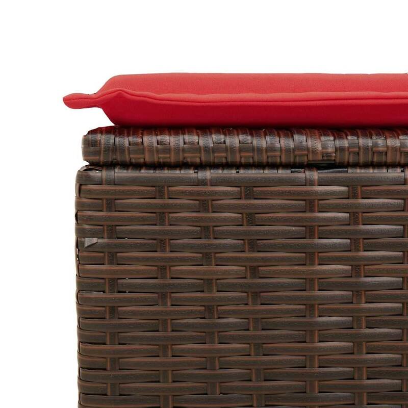 vidaXL Patio Sofa Set with Cushions Sectional Stools 2 Piece Poly Rattan Acacia - 21.7 x 21.7 x 14.6