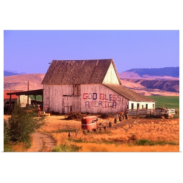 "Patriotic barn, God Bless America, Washington State" Poster Print