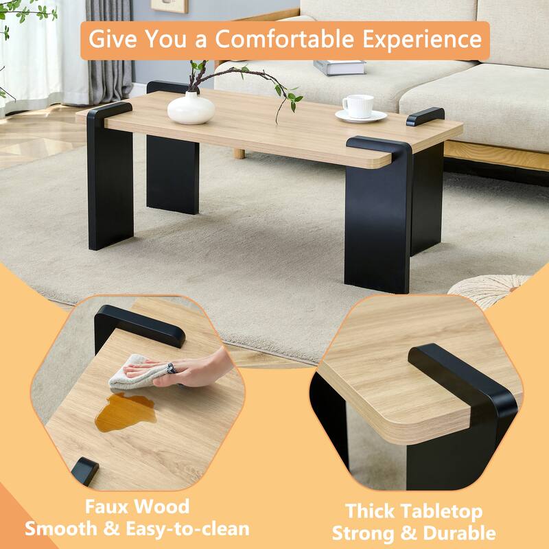39.3" Minimalist Coffee Table, Dark Wood Finish