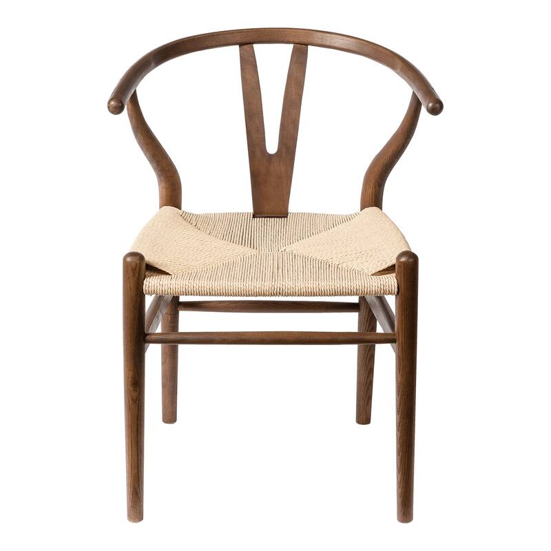 Albany-2 - Black - Natural Papercord Seat (Set of 2) - Walnut / Natural Papercord Seat