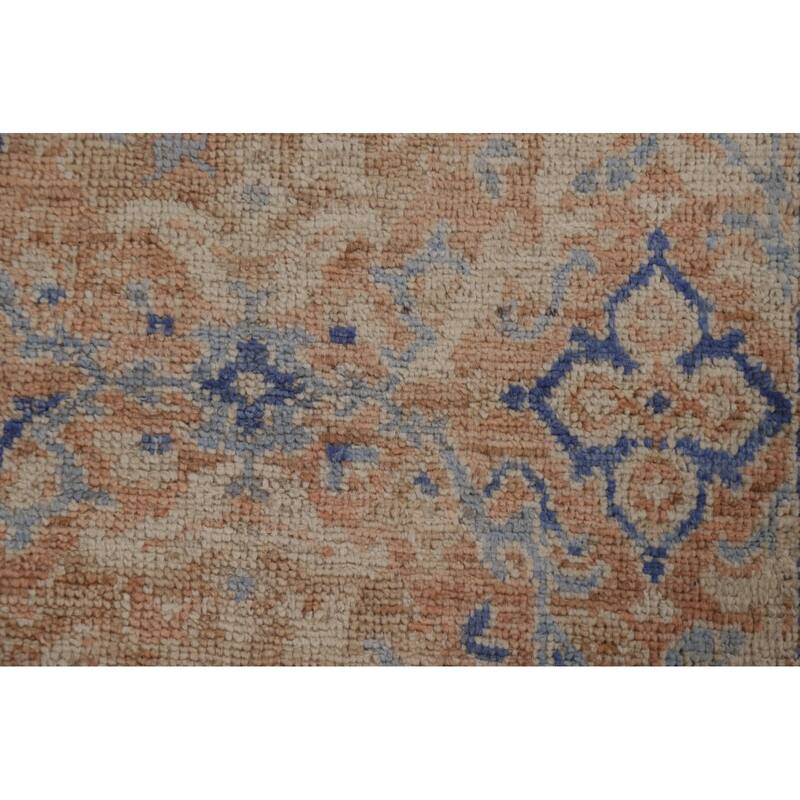 Hand Knotted Oriental 100% Wool Carpet Transitional Geometric Brown Oushak Area Rug - 3' 10'' X 2' 11''