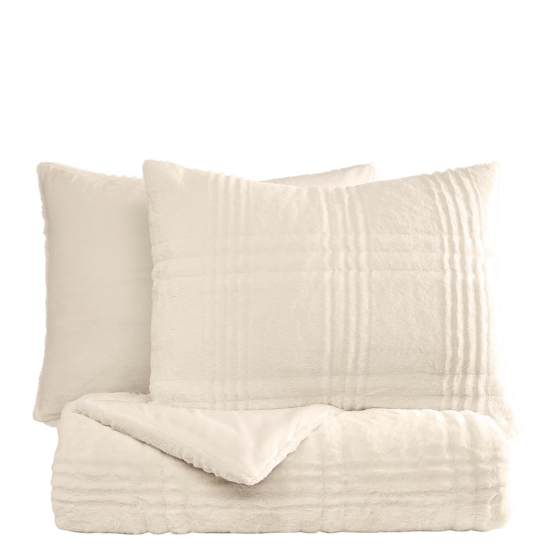 Brooklyn Loom Carved Faux Fur 3 Piece Comforter Set