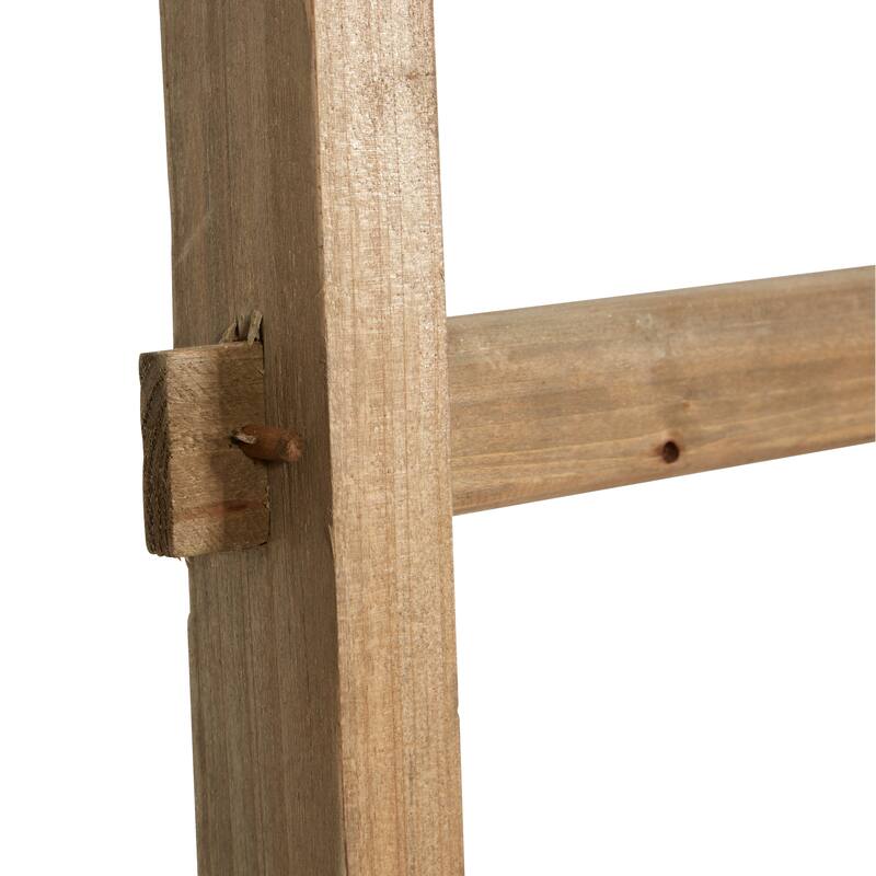 Brown Wood 5 and 6 Rack Partition Ladder with White Bases (Set of 2) - S/2 62", 73"H