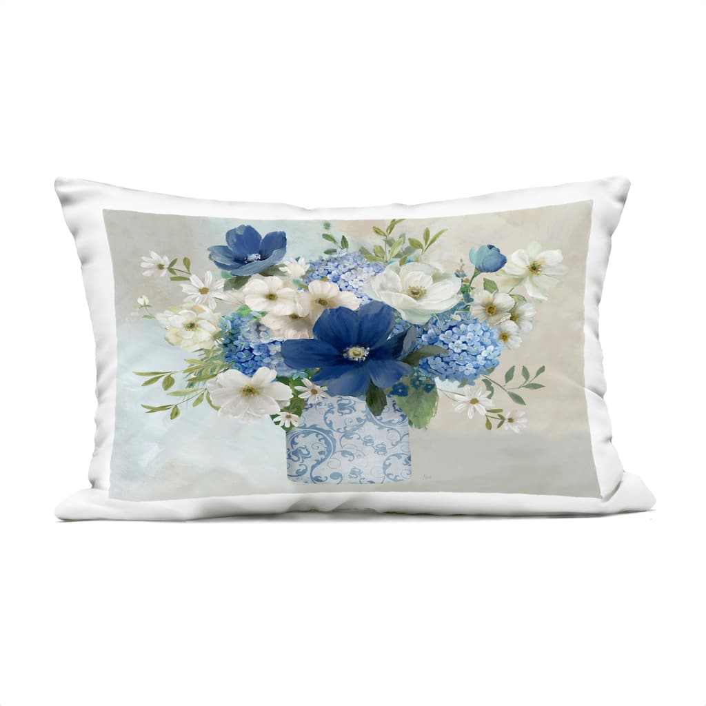 Stupell Bouquet in Elegant Patterned Vase Printed Outdoor Throw Pillow Design by Nan
