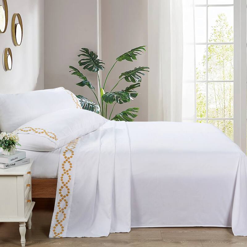 Serenta 4-piece Luxury Embroidered Bed Sheet Set
