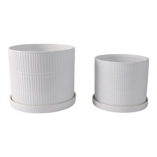 Ceramic Planter Pots Line Ribbed Texture (Set of 2) - 10