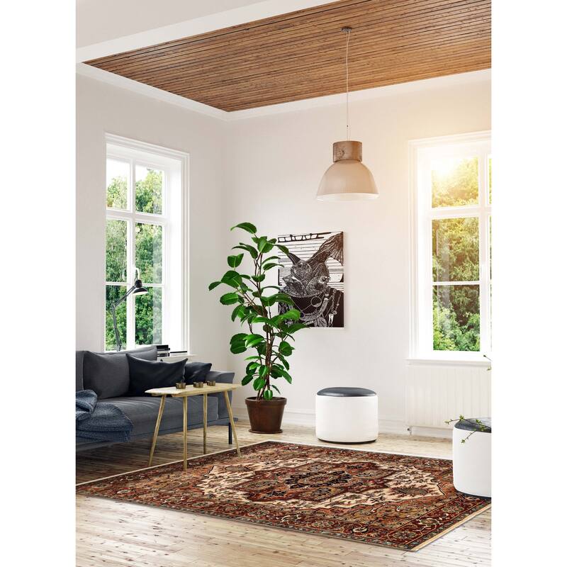 ECARPETGALLERY Hand-knotted Jules Sultane Ivory Wool Rug - 5'9 x 8'8