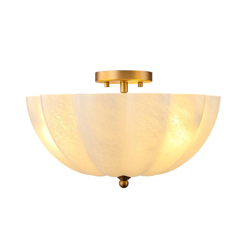 3 Light Glass Ceiling Light Fixture Gold Semi Flush Mount Ceiling Light Fixture