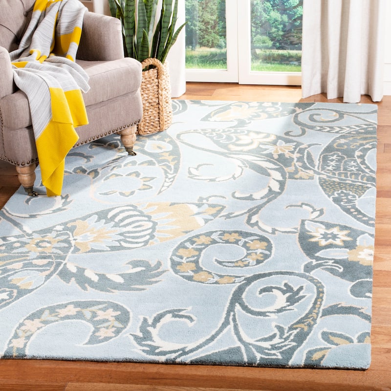 SAFAVIEH Handmade Wyndham Rosaleen Modern Wool Rug - 4' x 6' - Blue/Multi