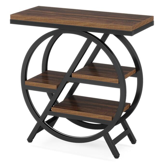 End Table Set of 2, 3-tier Narrow Side Table with Storage for Living Room - 11.8" D x 25.59" W x 26.18" H