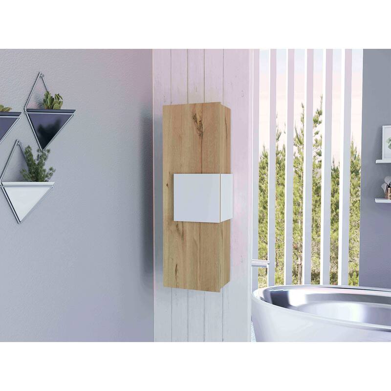 Vanguard Light Oak Medicine Cabinet - 3 Spacious Shelves, Single Door, Wall-Mounted - 12.6X10.4 in - 12.6X10.4 in - Multicolor + Particle Board
