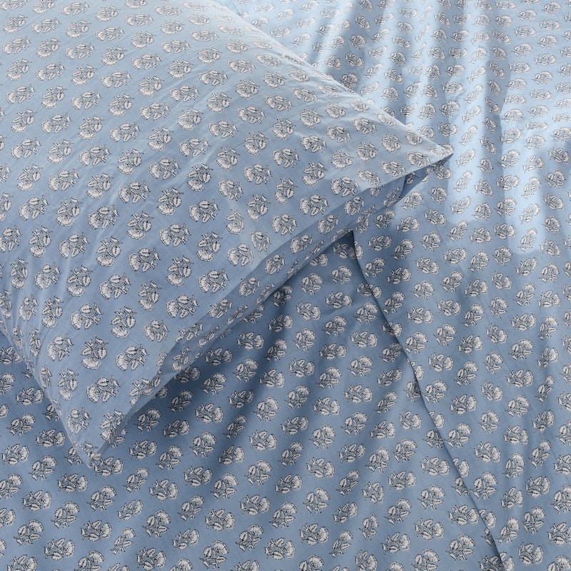 Lush Decor Freesia Blue Cotton Sheet Set