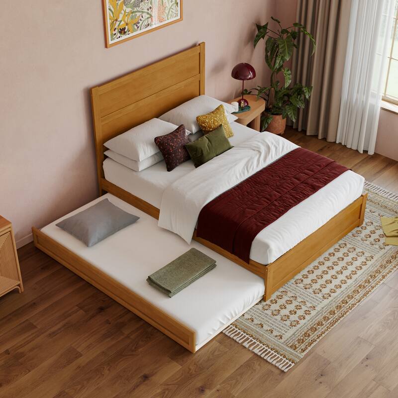 Aveline Wood Platform Bed with Matching Footboard & Trundle