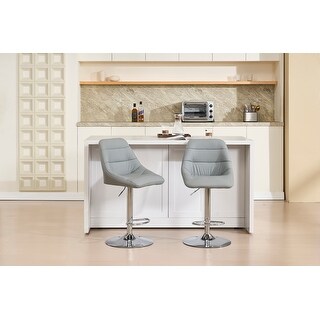 Set of 2 Bar Stools, with Chrome Footrest and Base Swivel Height ...