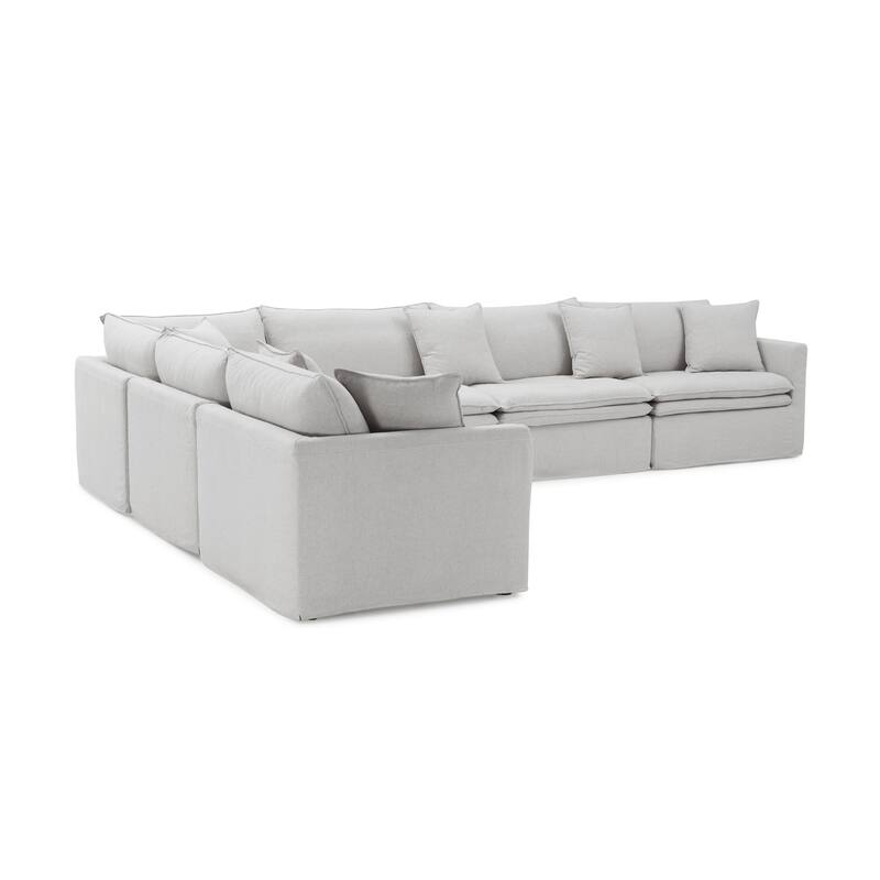 Furniture of America Caspian 6-Seater FSC & OEKO TEX Sectional Sofa with Feather Blend Cushions
