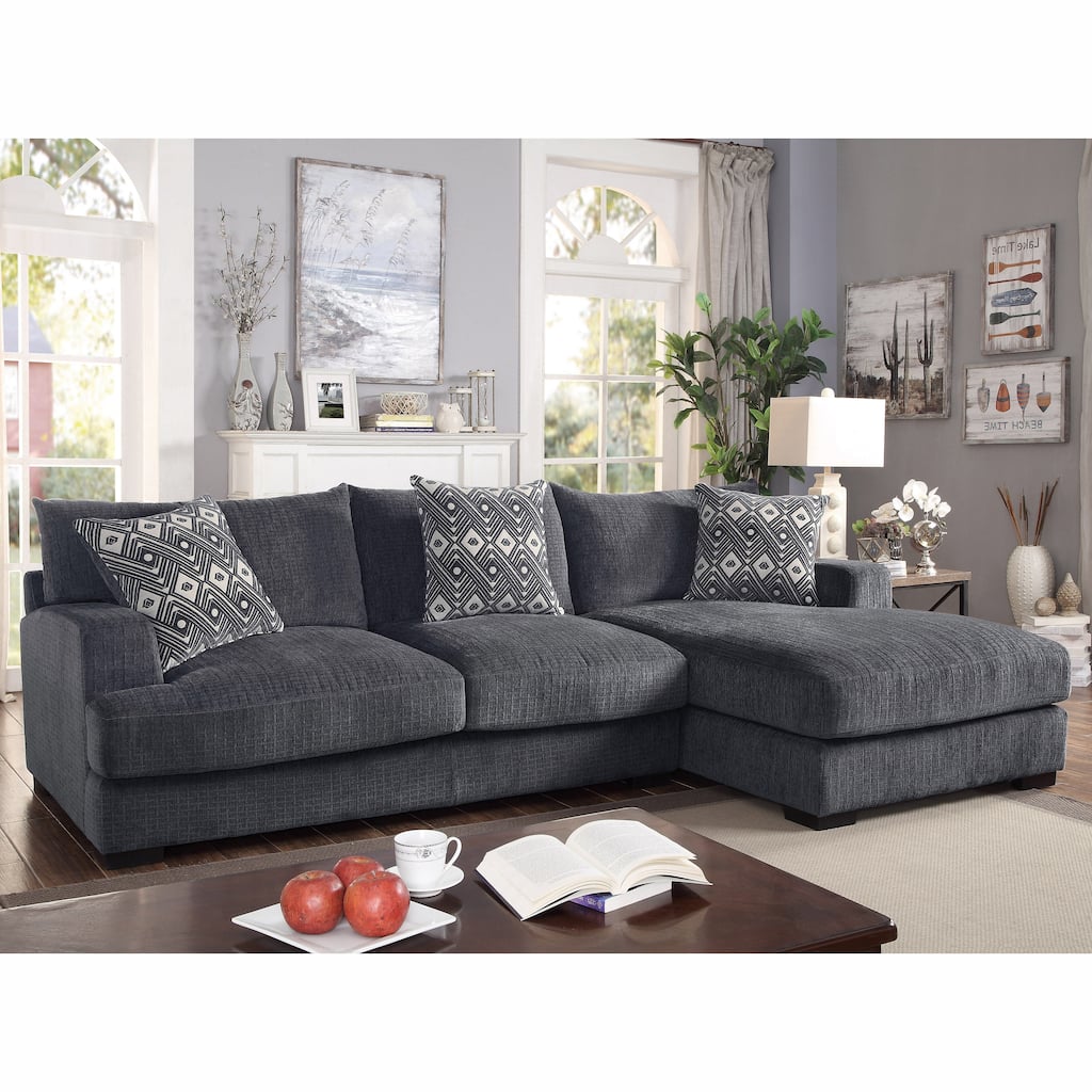 Furniture of America Kintra Contemporary Chenille L-Shaped Sectional
