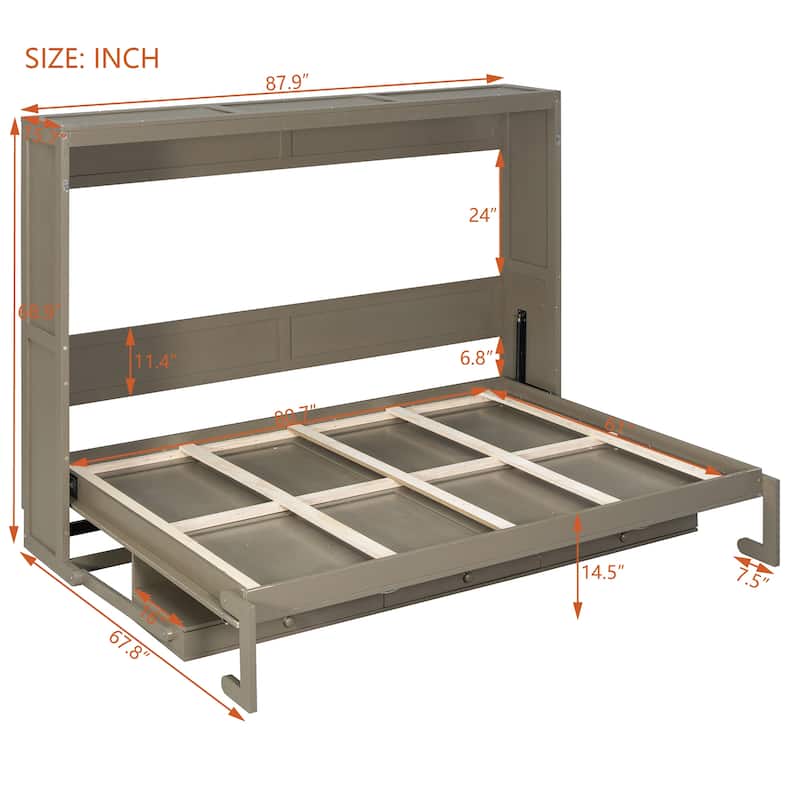 Queen Wall Murphy Bed with Flip-Down Vanity Desk by Harper&Bright Designs