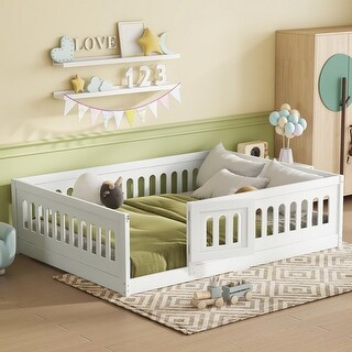 Full Montessori Floor Bed with Guardrails & Door