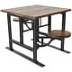 preview thumbnail 20 of 37, Brown Teak Wood Dining Table with Two, Four or Eight Attached Seats