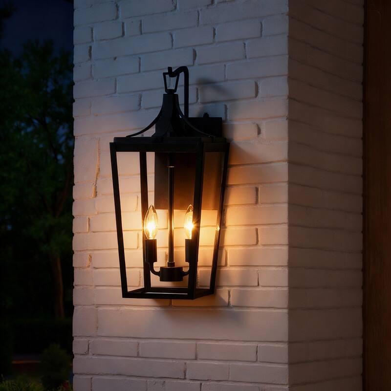 KAWOTI Dusk to Dawn Outdoor Wall Light Industrial Sandy Black - W8.38" x H20.1"x D10"