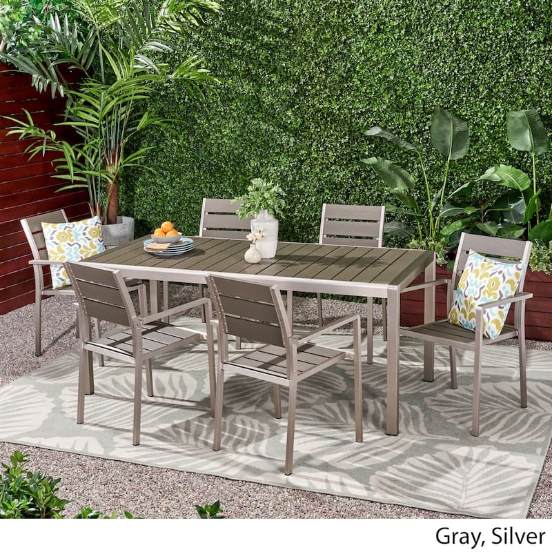 Cape Coral Outdoor 6-seater Aluminum Dining Set by Christopher Knight Home