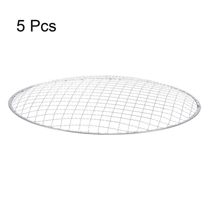 5pcs Round BBQ Grill Net 11.6"x0.9" Galvanized Iron Barbecue Mesh Mat for Baking