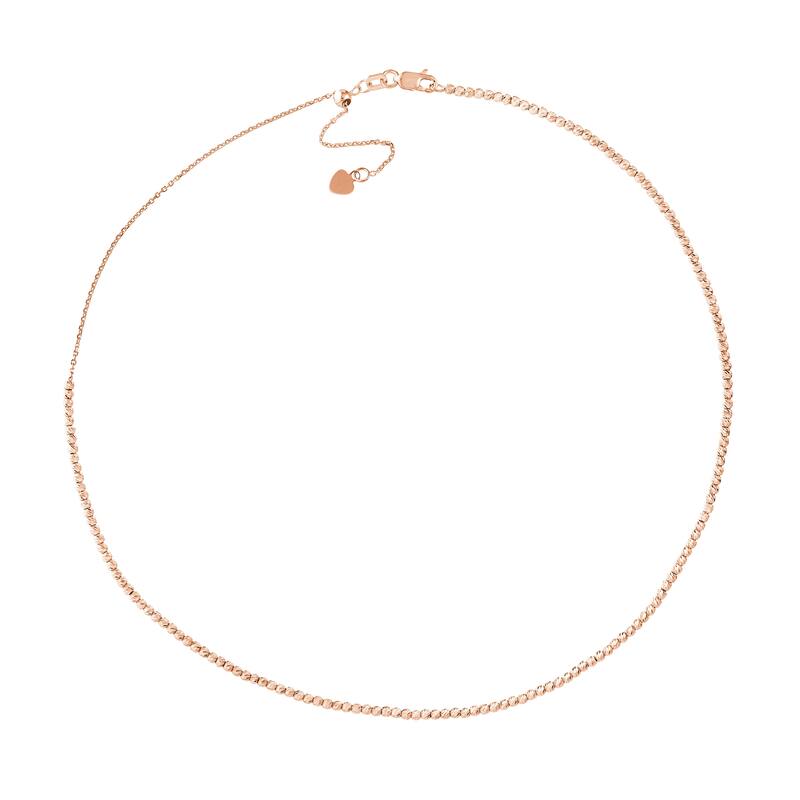 Marquee Jewels 14K Solid Rose Gold Adjustable Beaded Choker