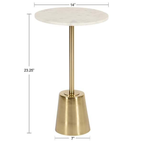 Kate and Laurel Tira Round Side Table - 14x14x24 - Gold/White