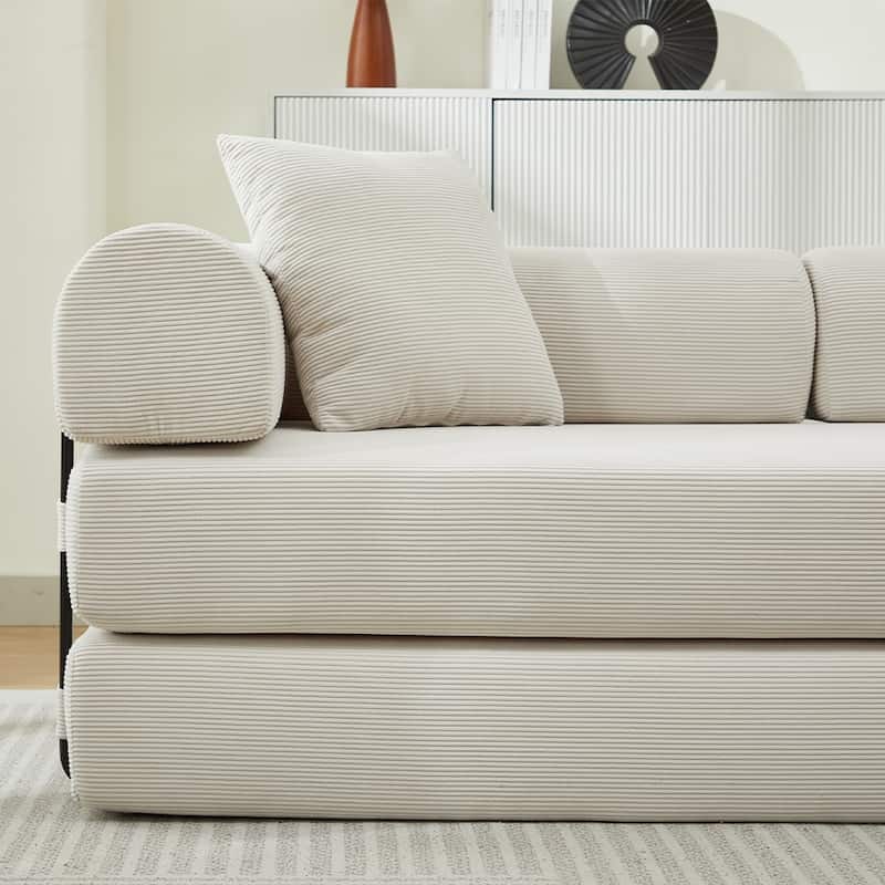 Folding Upholstered Sofa Bed, 78.5" Convertible Sleeper Sofa Bed with 2 Pillows, Fold Out Loveseat Couch, Futon Couch