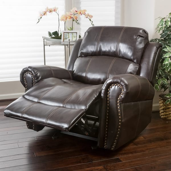 slide 1 of 10, Charlie PU Leather Glider Recliner Club Chair by Christopher Knight Home