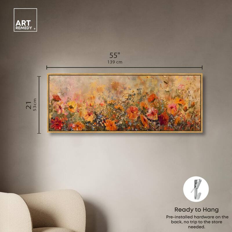 Fall Cosmo Flowers Panoramic Canvas by Art Remedy