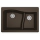 preview thumbnail 39 of 50, Karran Drop-In Quartz 33 in. 1-Hole 60/40 Double Bowl Sink - 33" x 22" x 10" - 33" x 22" x 10" Brown