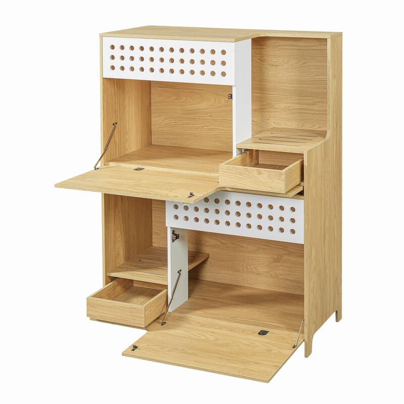 Roomfitters 2-Piece Modern 2 in 1 Cat Furniture Set, Cat Litter Box Enclosure Side Table with Storage Cat House