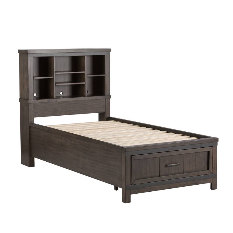 Thornwood Hills Rock Beaten Grey Twin Bookcase Bed