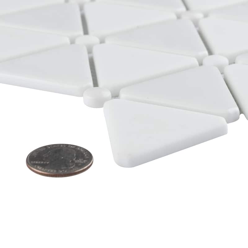 Merola Tile Expressions Treux White 10-1/8" x 12-7/8" Glass Floor and Wall Tile