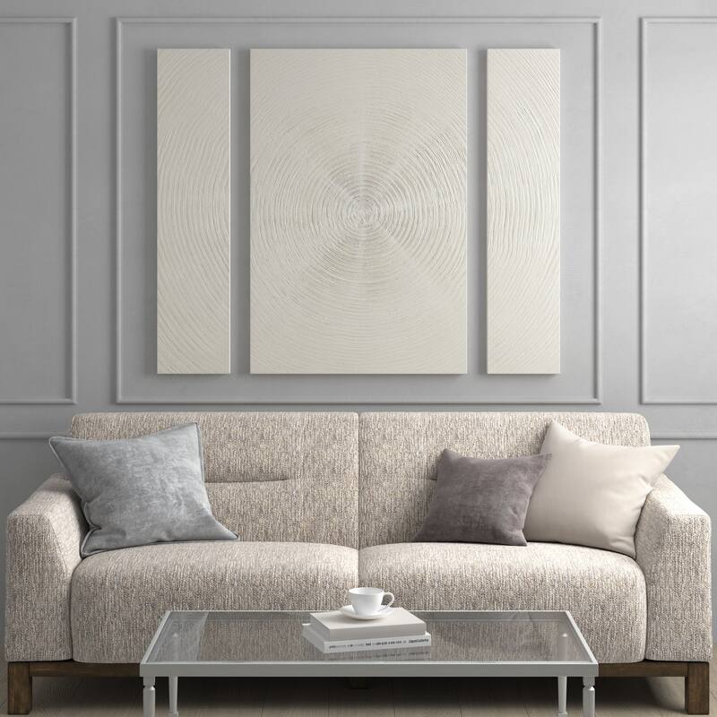 INK+IVY Silver Sand Hand Embellished Abstract 3-piece Canvas Wall Art Set