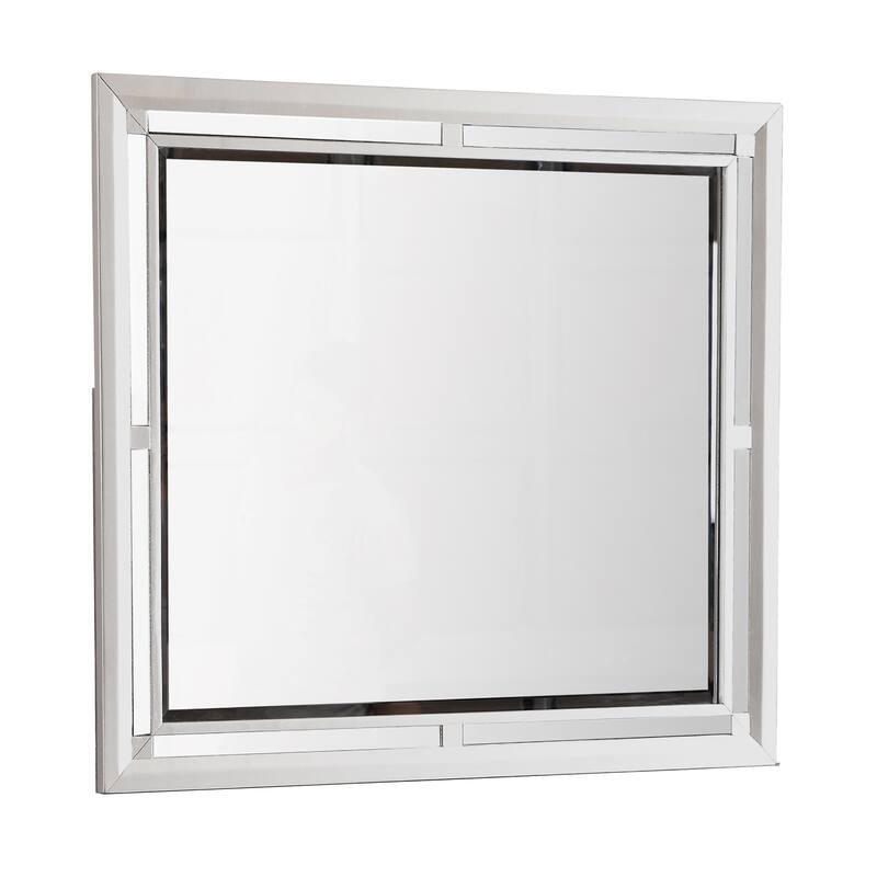 Wooden Framed Rectangular Dresser Mirror - 42" - Silver Champagne Finish