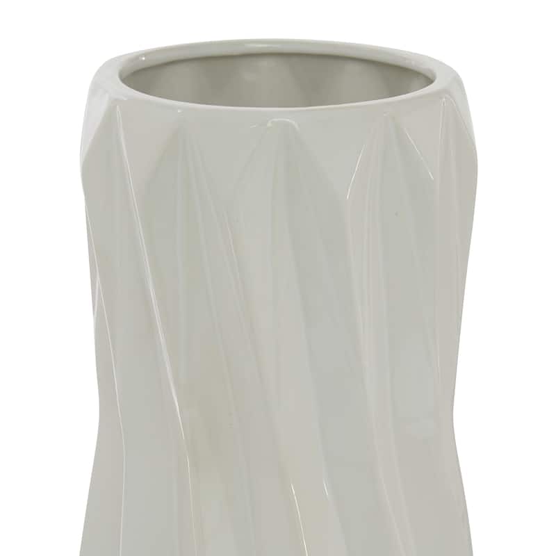 White Ceramic Geometric Decorative Vase