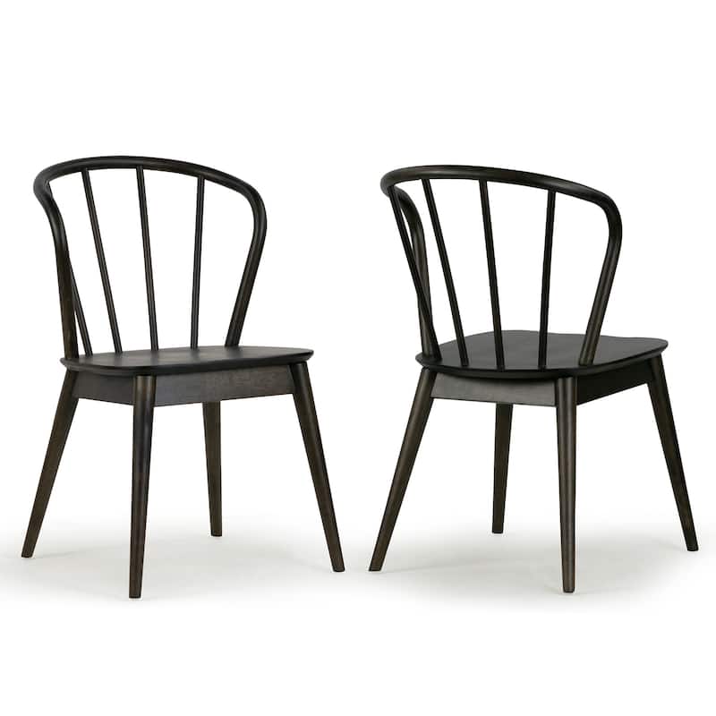 Set of 2 Azure Black Rubberwood Dining Chair with Windsor Back
