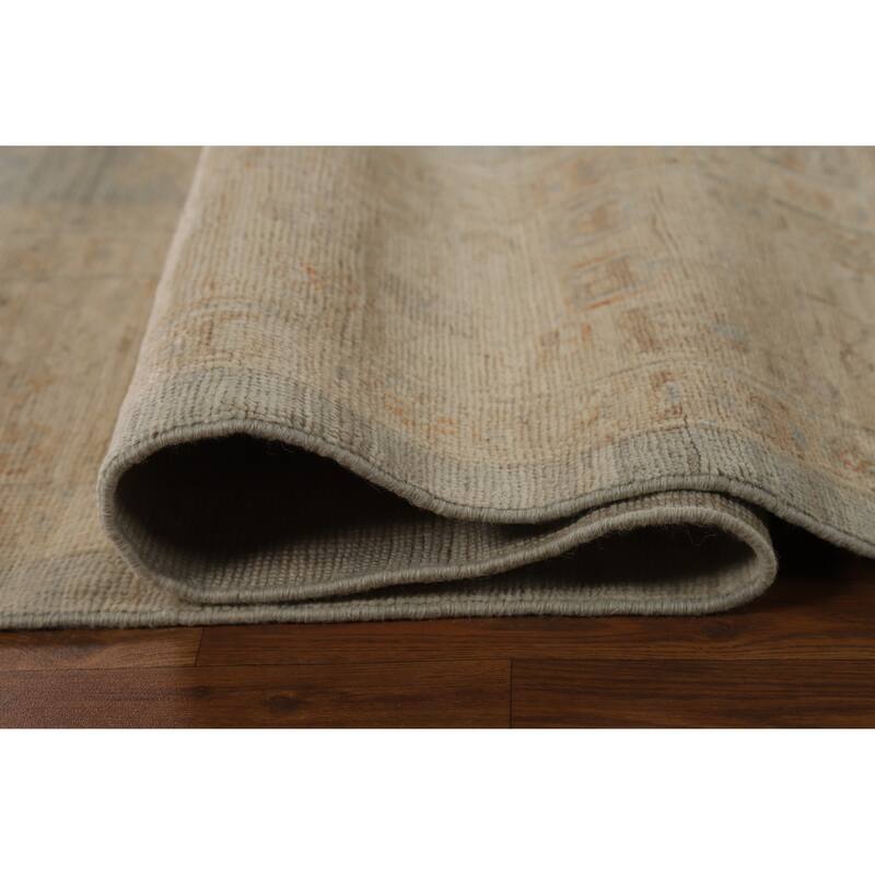 Hand Knotted Oriental 100% Wool Carpet Transitional All-Over Navy Blue & Blues Oushak Area Rug - 11' 10'' X 9' 0''