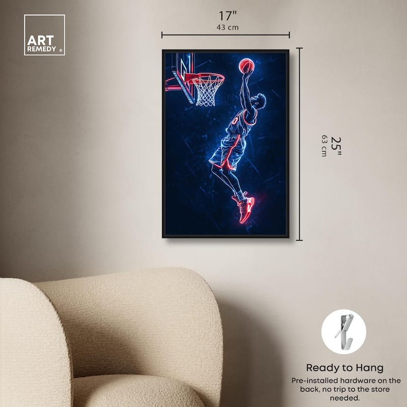 Shoot Some Hoops Neon Canvas by Art Remedy