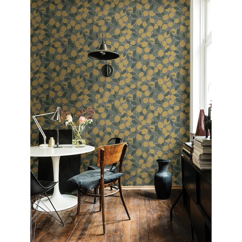 A-Street Prints Lemona Blue Fruit Tree Wallpaper