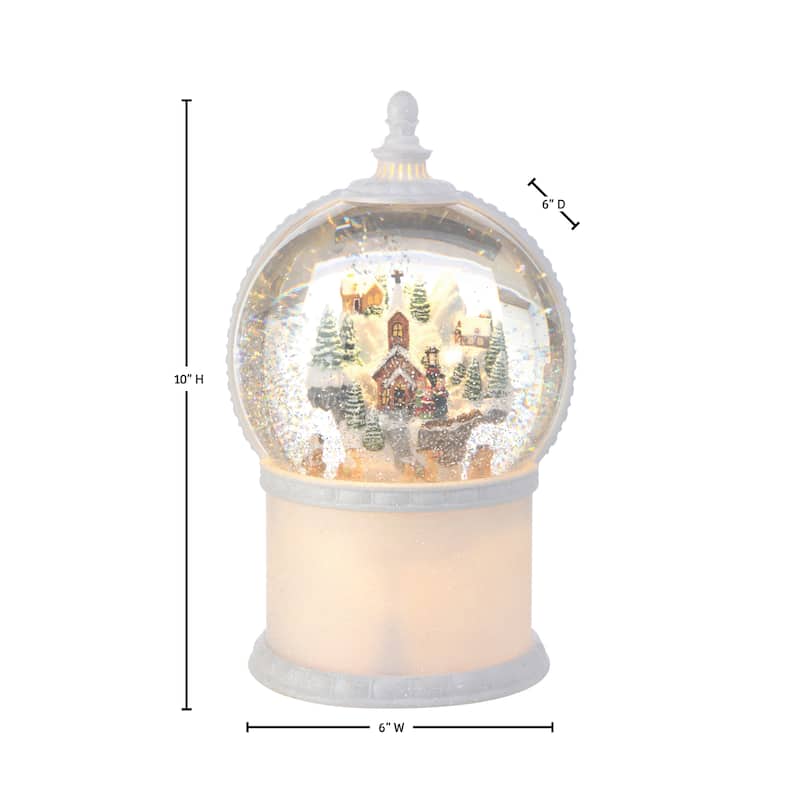 11"Led Battery Operated Timer Mountain With Santa Water Globe Usb